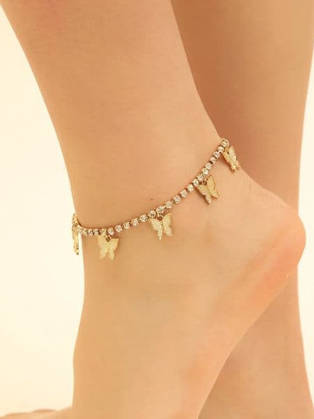 1 piecepiece creative rhinestone butterfly anklet simple and elegant claw chain tassel ankle accessories fashion beach acce 260421