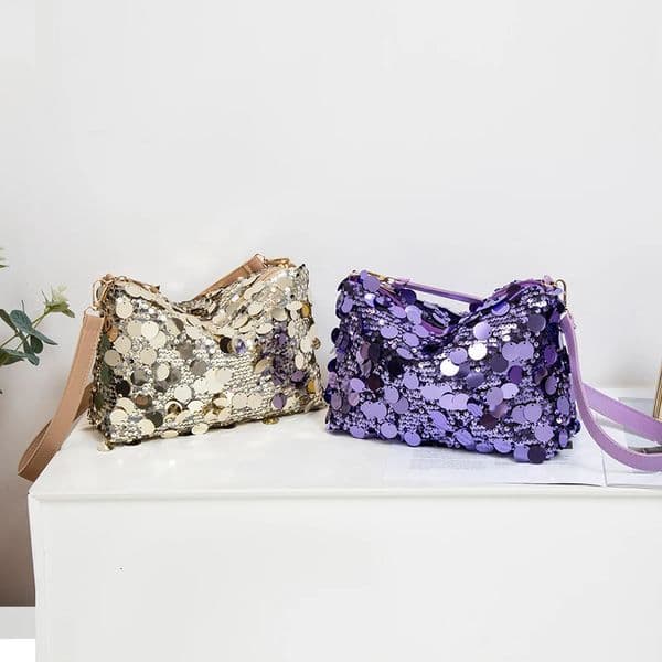 5 Colors Sequins Crossbody Bag Simple INS Solid Color Sequins Shoulder Bag Underarm Bag Phone Purse Evening Clutch Bags Handbag 260420