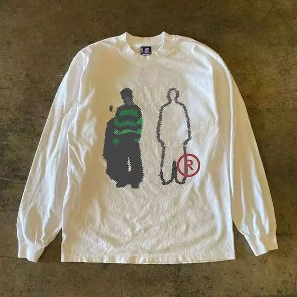 2000s High Street Shirts Y2K Mens Graphic Print Oversized T Shirt Harajuku Gothic Round Neck Cotton Long Sleeve Tops Unisex 260420