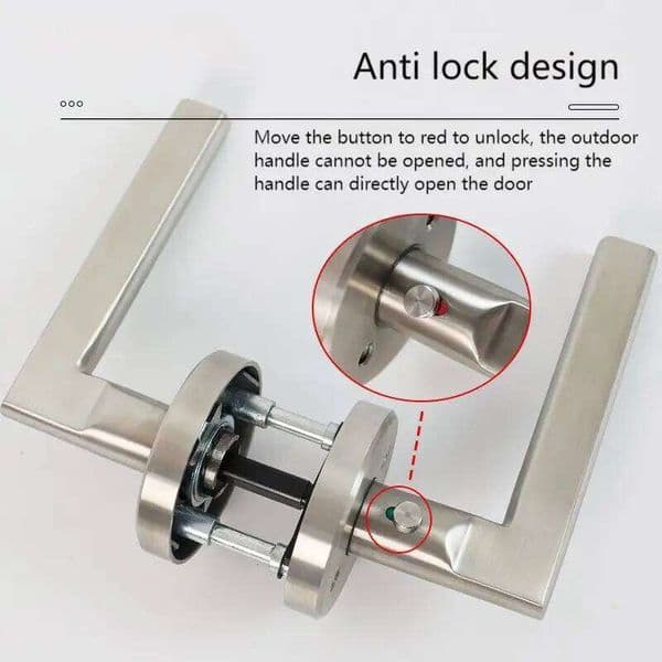 Three bar keyless quick release escape route stainless steel door lock for bathroom and toilet 26Y0421