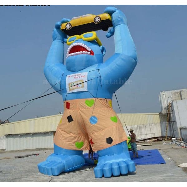 Wholesale Customized Rooftop Car Advertising Inflatable Blue Gorilla Kingkong Balloon For Sale