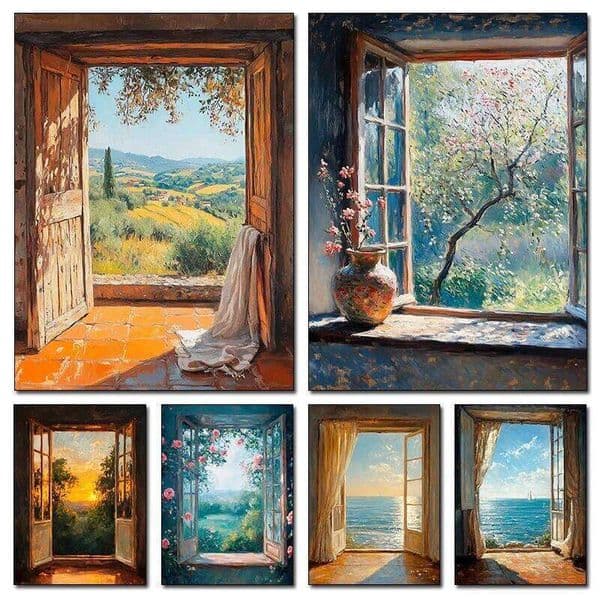 Vintage Ocean Oil Art Rustic Cozy Sunlit Seaside Landscape Poster Canvas Paintings And Prints For Living Room Home Decor 26H0421