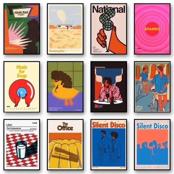 Vintage Move Poster Silent Disco Illustrations Retro The Office Wall Art Living Room Posters Bedroom Painting No Frame 26L0421