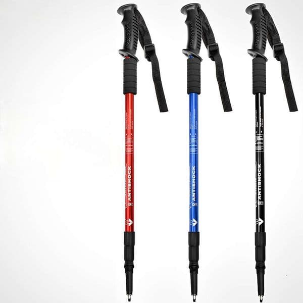 Foreign Trade Neutral Three-Section Straight Handle Aluminum Alloy Outdoor Hiking Telescopic Travel Trekking Walking Climbing Stick Outdoor Equipment 2 pieces