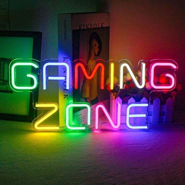 Gaming Zone Led Sign Wall Decor Neon Lights Signs with USB Powered for Game Room Bedroom Gifts Gamer (Multicolour) 26L0421