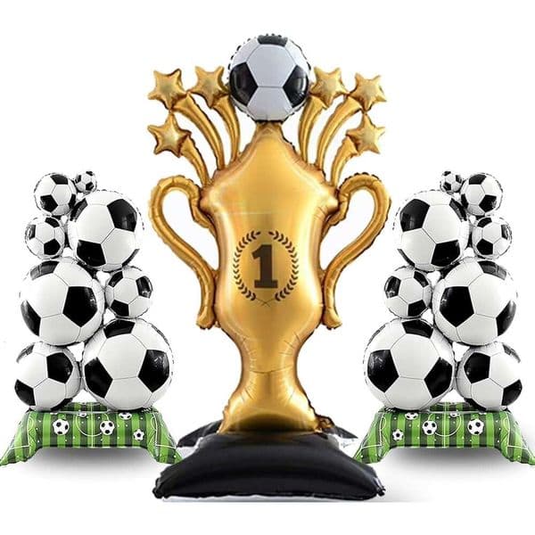 STOCK 3Pcs Decorations - Large & Trophy Foil Balloon Set, Sports/Birthday Themed Party Supplies For Soccer Fans,2026 World Cup Decor Puppyhome Free Shipping