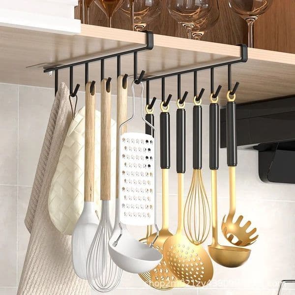 Iron Cabinet Traceless Hook Six-Piece Storage Hanger Multi-Row Hook Wardrobe Kitchen Punch-free Traceless Hook
