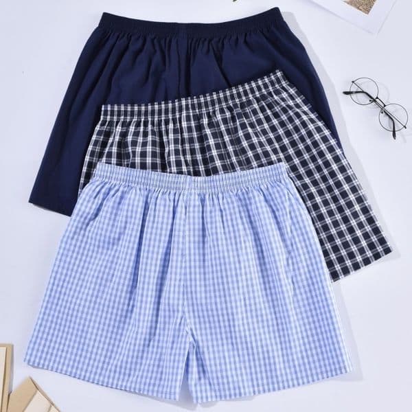 Mens Underwear Boxers Shorts Casual Cotton Sleep Underpants Homewear Men Panties Striped Plaid Loose Comfortable Underwear 260408