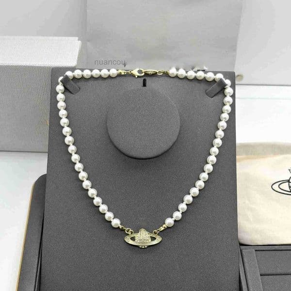 Necklace Saturn Pearl Women Designer necklace Three Dimensional Planet Neck Chain Sweater necklace Silver plated Elegant pin Pendant necklace