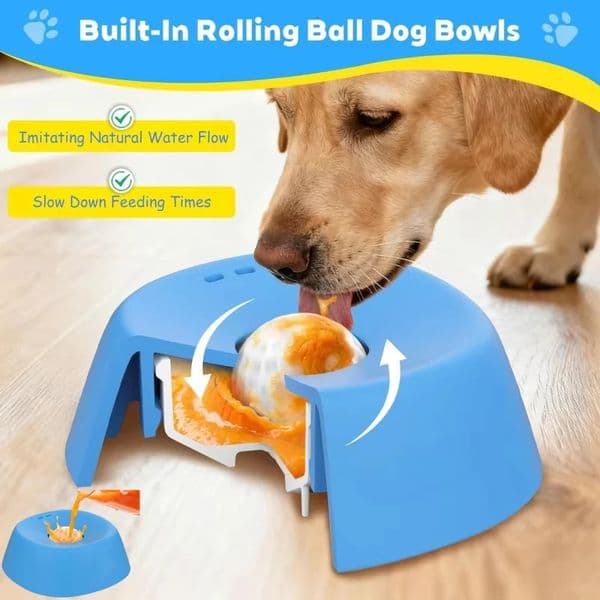 Liquid Slow Dog Bowls Anti-slip Ball-shaped Bone Soup Dog Licking Bowl Licking Bowl for Healthy Eating Non-Slip and Anti-Chokin 260410