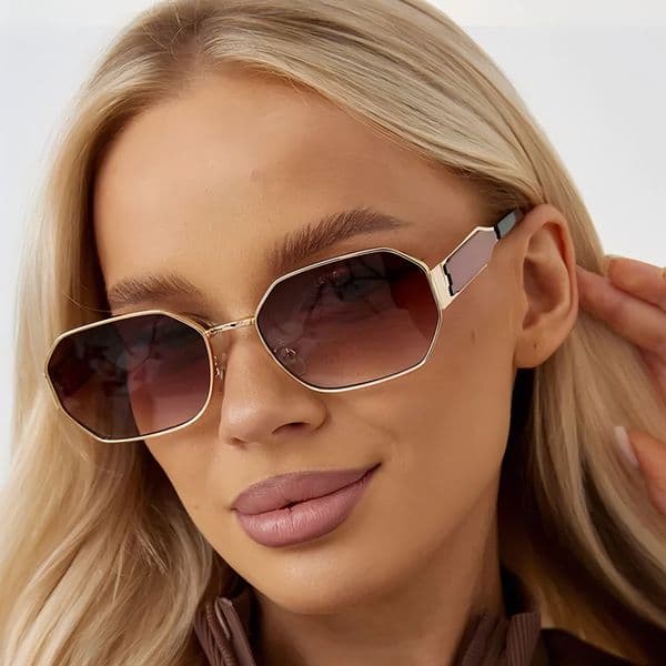New men's and women's polygonal metal sun protection sunglasses, trendy casual outdoor sunglasses with a unique design
