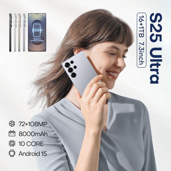 2026 New S25Ultra Global version Snapdragon 8 Gen3 10-core 7.3-inch perforated screen 1440*3200 Original 5G smartphone 72MP+108MP 8000mAh Android 15.0 OTG fast charging