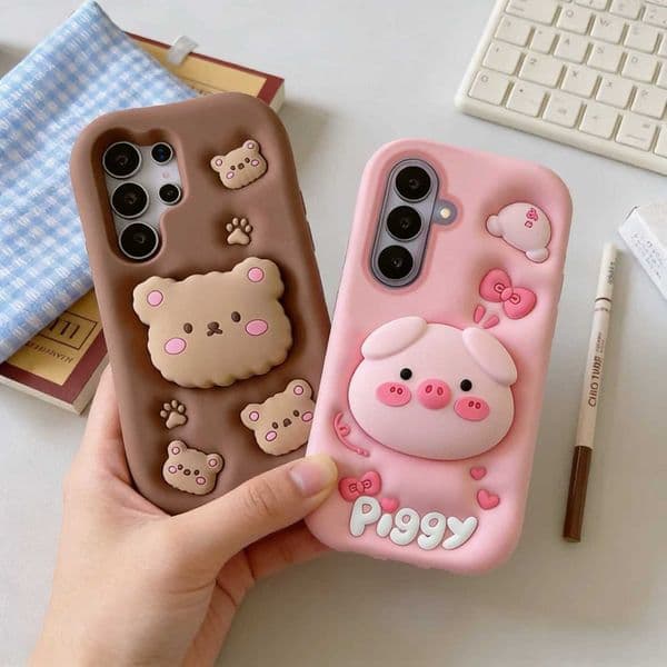 Cartoon Bear Big Holder Case for S26 S25 S24 S23 S21 FE Plus tra A17 A07 A06 A56 A36 A26 A12 A13 A14 A15 A53 A54 A55 H260421