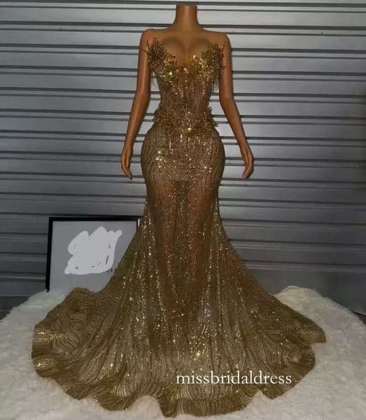 Gold Corset Prom Dresses 2026 Luxury Strapless Mermaid Party Gowns Vestidos De Gala Black Girls Evening Dress Customized Mb421