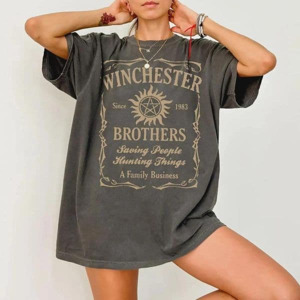 Shirt Plus Size Women's Supernatural Winchester Brothers Pure Cotton Breathable Stylish Versatile Street Style Oversized