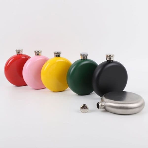 Stainless Steel Hip Flasks Outdoor Portable 5oz Round Food Grade Unisex Wine Bottles Mini Pocket Flagon Whisky Hip Flasks