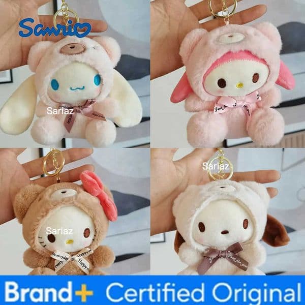 Sanrio 12CM Cute Plush Keychain for Children Hello Kitty Pendant Kuromi Cartoon KeyChain Backpack Decoration Gifts for Kids Toy H260421