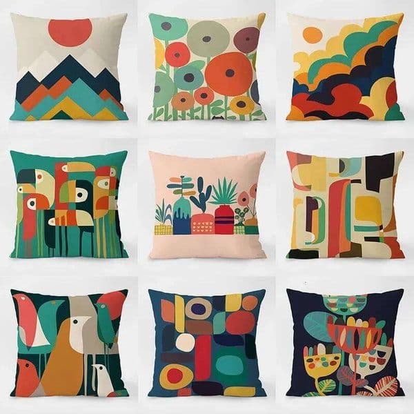 Geometric Colorful Pattern Decorative Living Room Bedroom Square Cushion Pillowcase 26L0421
