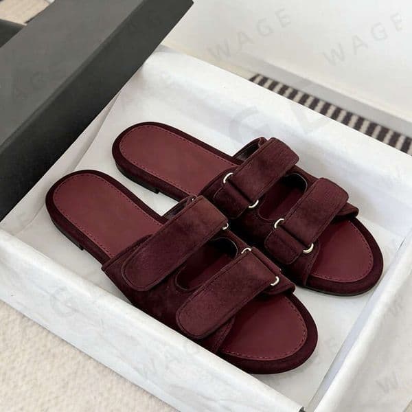 2026 Women's Rhinestone-Logo Slide Sandals - Suede Material Dual Strap Multi-Colors Chic Luxe Cushioned Footbed, Ideal for Daily/Leisure/Summer Matching 5A-4
