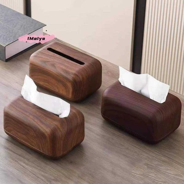 M-New Chinese-style Simple Walnut Color Tissue Box Household Solid Wood Living Room Storage Carton Wooden Tissue Storage Box C260421