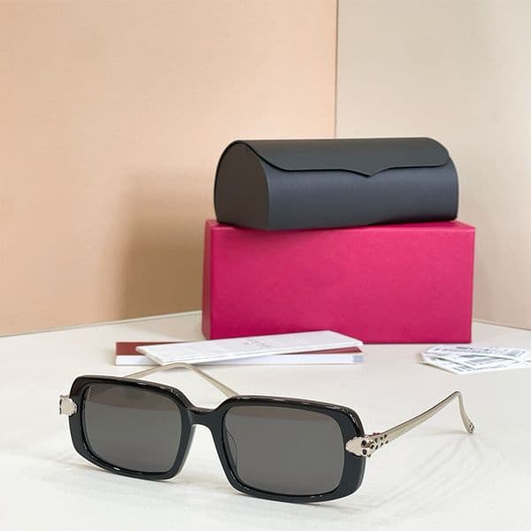 New Women Square Sunglasses Classic Fashion Ladies Full Frame Designer Black Panther Logo Legs Summer Outdoor UV400 Photochromic Lens Goggles with box CT0633O