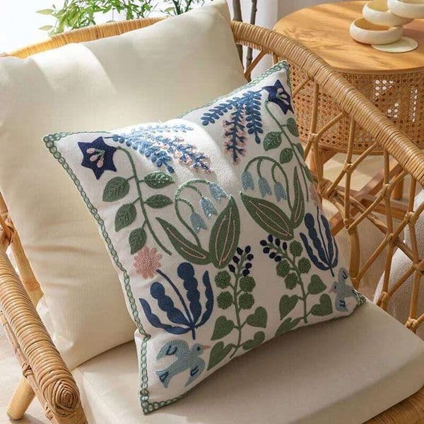 Pure Cotton Embroidery Office Car Cushion Cover45X45CM Lumbar Sofa Pillowcase 26L0421