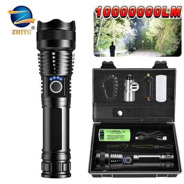 High Power Rechargeab D Tactical Flashlight Aluminum Alloy Tescopic Zoom Torch Lamp Outdoor Cam Fishing FlashlightT260421