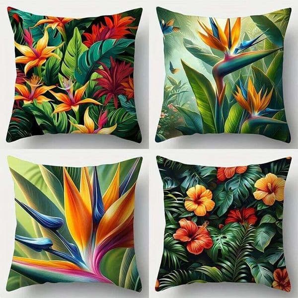 Colorful Tropical Floral Pillowcase ,Sofa bedroom cushion cover, single-sided printing, without pillow core 26L0421