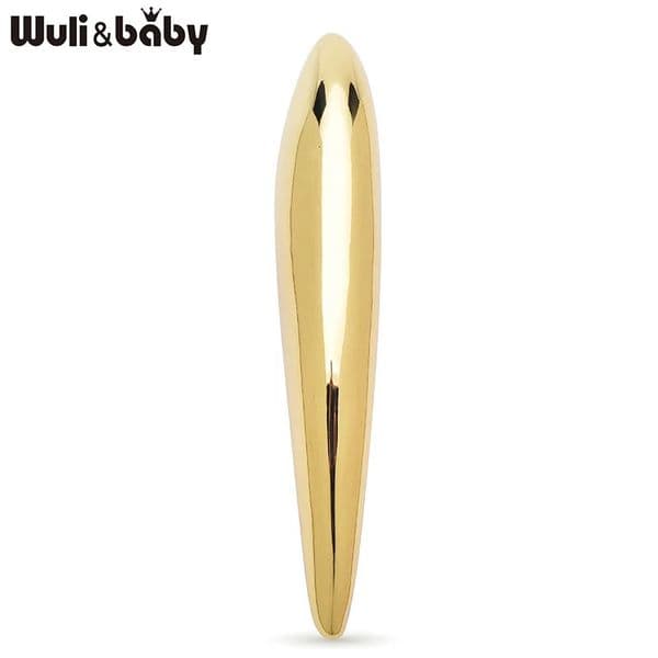 Wulibaby Stainless Steel Geometric Brooches For Women Unisex Long Oval Party Office Clothes Brooch Pins Gifts 260421
