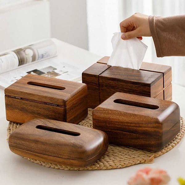 Black Walnut Tissue Dispenser Box Wooden Dining Table Paper Container C260421