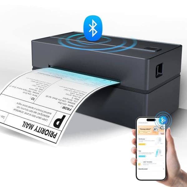 Thermal Label Printer Portable No Ink Required 203DPI 4x6 for Small Business Bluetooth USB High Speed Express Airway Bill 260421