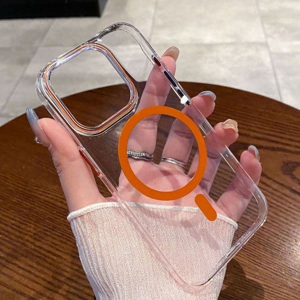 Applicable to iPhone17PROMAX mobile phone case transparent magnetic charging Apple 16 anti-drop PC hard case 17air