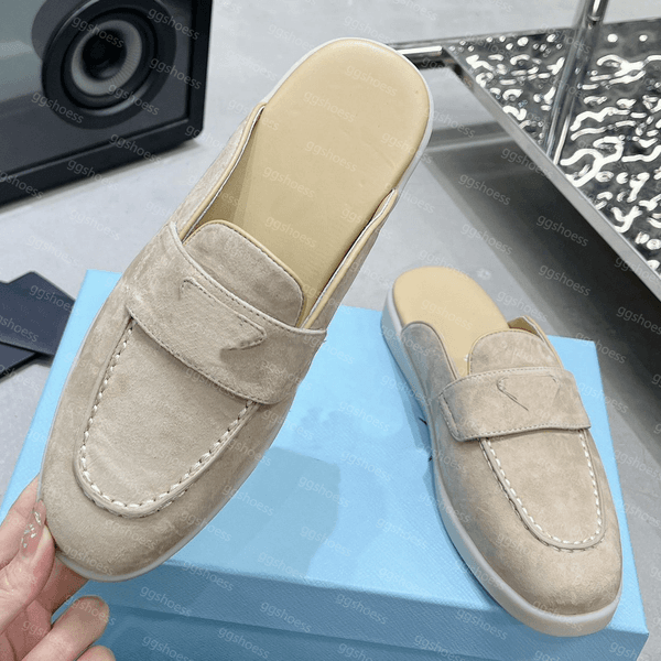 Men Women Suede Leather Mules Designer Suede Slippers Loafers Fashion Top Quality Platform Daily Casual Slippers Sizes 35-425