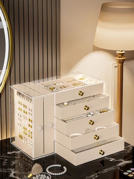 Transparent Drawer Style Velvet Jewelry Storage Box Earring Necklace Multi-layer Jewelry Storage Case Fashionable Accessory O 260418