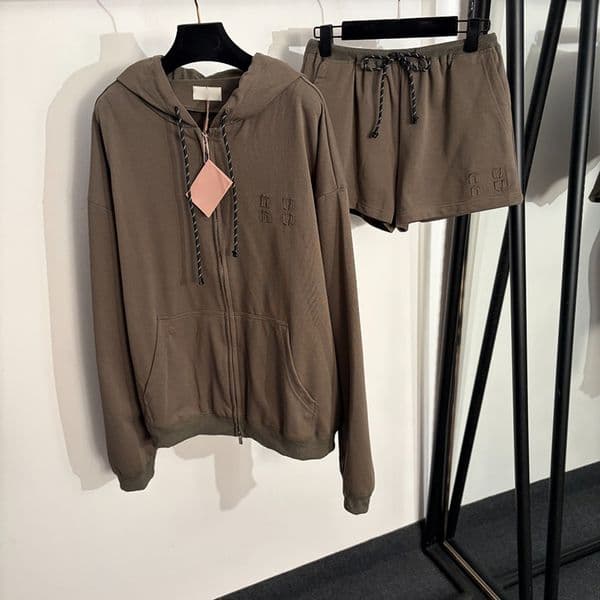 Hooded Zipper Cardigan Jacket Shorts Brand Outdoor Tracksuit Women Fashion Letters Embroidery Jackets Shorts Suit Holiday Beach Outfits Clothing