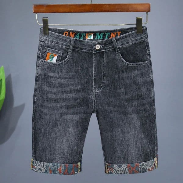 Summer Mens Embroidered Denim Shorts Fashion Straight Slim Personality Streetwear Jeans Male Bermuda Male Short Pants 260420