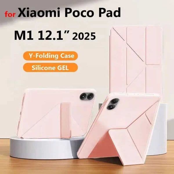 Y-folding Stand Case for Poco Pad M1 121 2026 for Poco Pad X1 2025 112 Inch Leather Silicone TPU Tablet Cover H260421