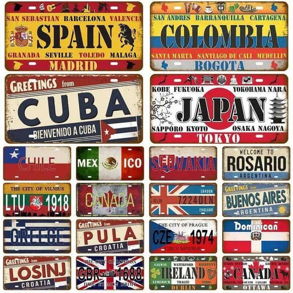 National Flag Metal Home Decor TinPlates Plate Plaque Tin Sign Vintage For Garage Bar Pub Living Room Wall Decoration Art 26L0422