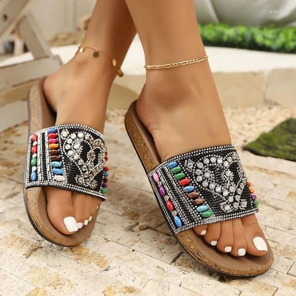 Slippers 2026 For Women Summer Greek Style Boho Folk Sandals Flat Casual And Comfortable Beach Shoes Flip Flops