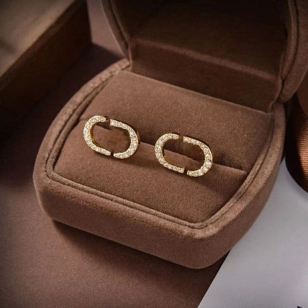 Diamond earrings golden letter earrings Lady designer earrings Stainless Steel Classic fashion All match Designer jewelry for wedding party High Quali 86RS#