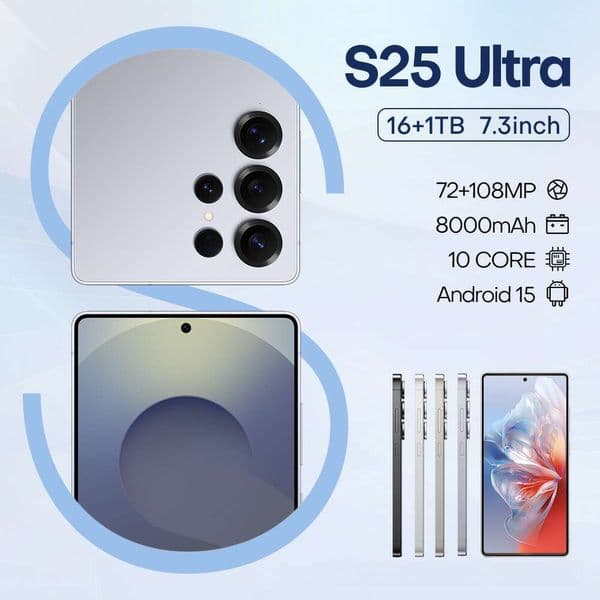 New S25 Ultra Android 16+1T smartphone with a 7.3-inch large screen and built-in pen