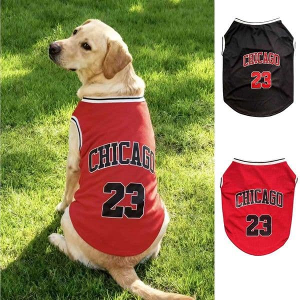 Summer Cooling Pet Dog Mesh Vest Chicago Soft Basketball Clothes Summer Casual Shirt For Medium Large Dog Labrador Pet Clothing L260528