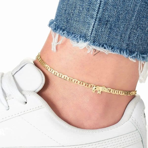 Summer Jewelry Gold Plated Flat Marina Elephant Anklet For Women Gift 260421