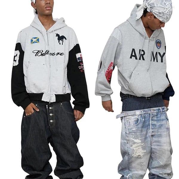 Men's Jackets High Street Vintage Protocol Index Hoodies Men Woman Casual Zipper Sweatshirts Hip Hop Autumn Winter Hooded Pullovers