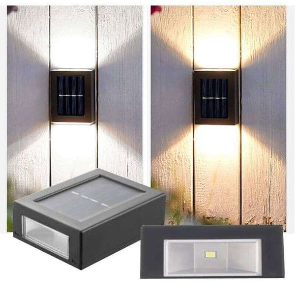 Wall ABS Waterproof Up Down Outdoor with Built-in Li-ion Battery for Garden Yard Stairs Decoration Solar Panel Light