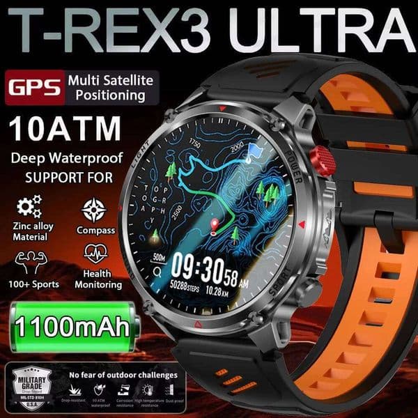 2026 T-Rex3 Ultra 1100mAh Battery Smart Watch GPS Track Compass IP69K Waterproof Sports tracker Outdoors Smartwatches 26Y0422