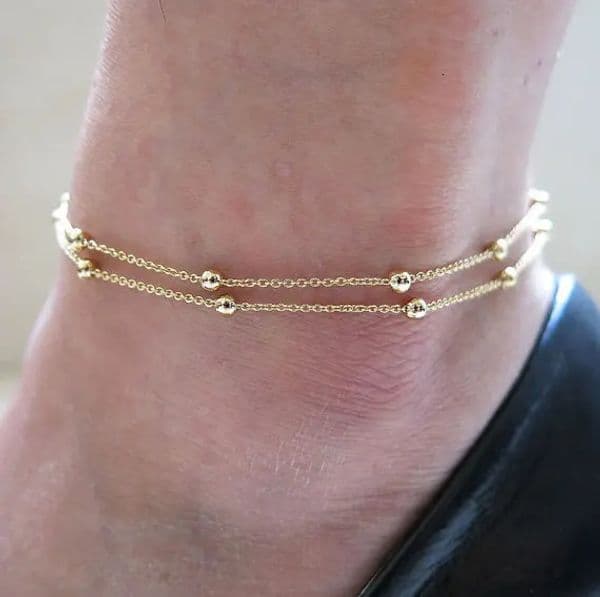 Fashion Footwear Jewelry Punk Style Gold Twocolor Chain Ankle Bracelet Marketing Foot 260421