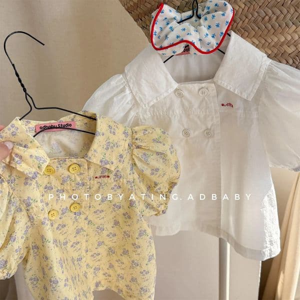 Summer Girls Puff Sleeve Shirts Baby Girl Floral Blouse Children Short Sleeve T Shirts Loose Kids Tops Toddler Clothes 260421
