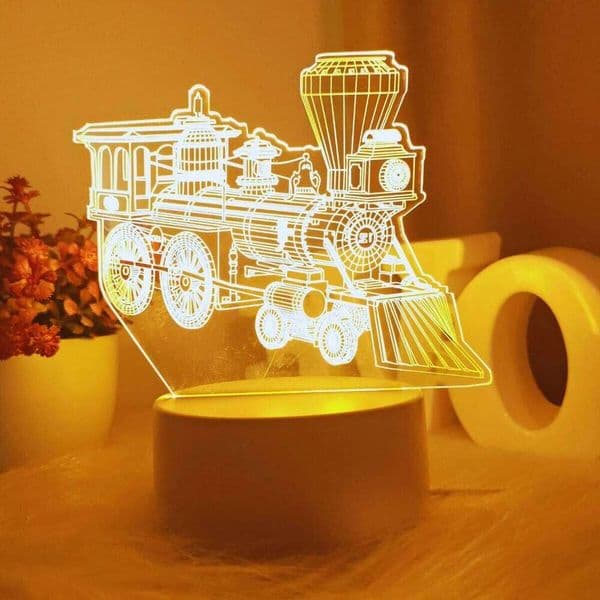 Retro steam train 3D night USB monochrome warm light, very suitable for bedroom environment and room decoration