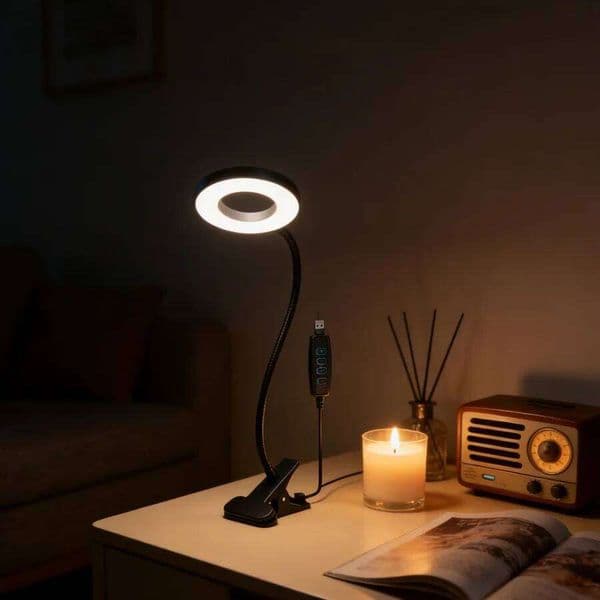1PC LED Clip On Desk Lamp, 10 Level Dimmable Eye Care Reading Light, USB Flexible Gooseneck Night Light for Bedroom, Office